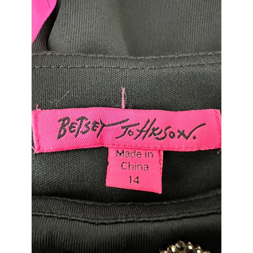 BETSEY JOHNSON Black Fit & Flare Party‎ Dress 14 Rhinestones Beaded Pleated - Picture 7 of 12